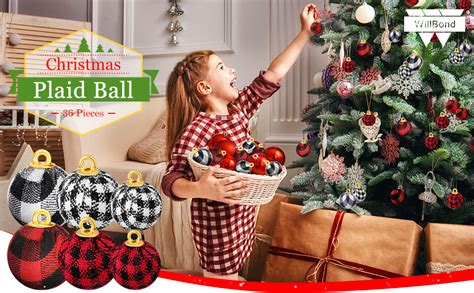 Amazon 36 Pieces Christmas Mini Plaid Ball Ornaments Buffalo Plaid