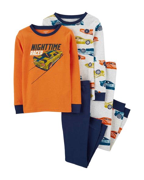 Riachuelo Kit Pijama Infantil Carter s 4 Peças Carros Laranja Azul