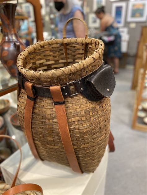 Handwoven Basket With Leather Shoulder Straps Survival Skills Emergency