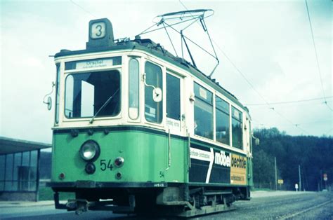 Straßenbahn Reutlingen Tw 54 ME 1928 auf Linie 3 an der Endstation