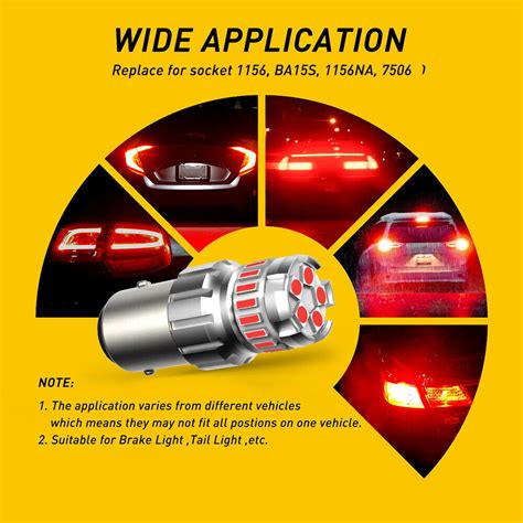 Auxito Red 1156 7506 Ba15s P21w Led Tail Brake Stop Reverse Light Canbus Bulbs Ebay