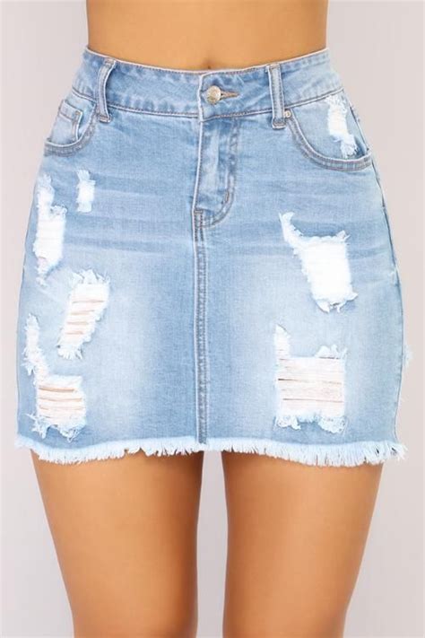 Ripped Denim Skirts Blue Denim Skirt Light Blue Jeans Jean Skirt Outfits Summer Denim Skirt