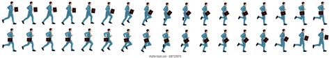 Business Man Running Animation Sprite Sheet: vector de stock (libre de ...