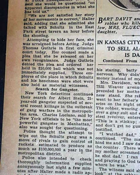 Gangster Dutch Schultz is shot dead... - RareNewspapers.com