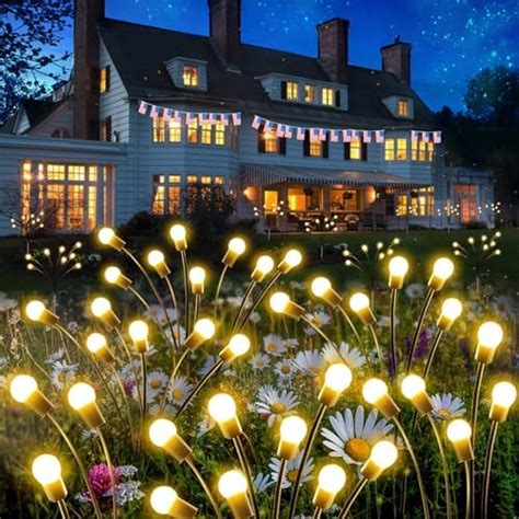 Pack Solar Garden Lights For Outdoor Upgraded Led Firefly Solar