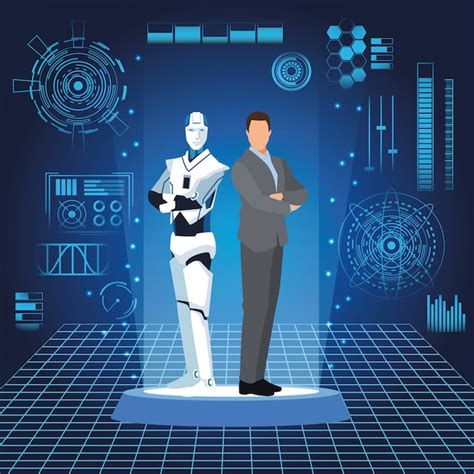 Premium Vector Humanoid Robot And Businessman