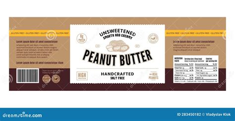 Peanut Butter Label And Packaging Design Template Stock Vector