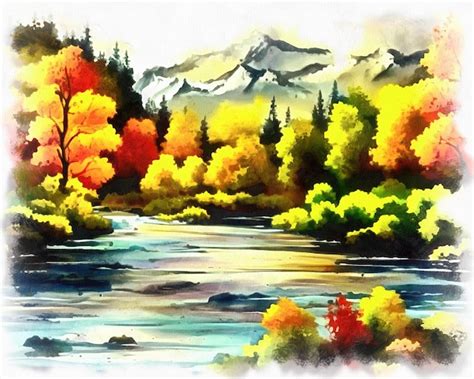 Premium AI Image | Illustration of beautiful landscape in watercolor ...