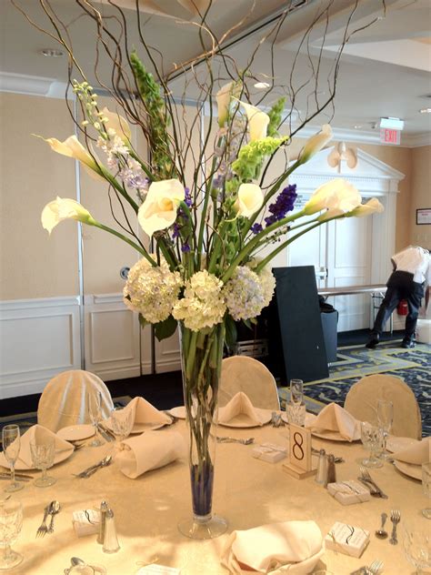 Tall Centerpiece Simple Yet Elegant Calla Lilies Hydrangeas Curly