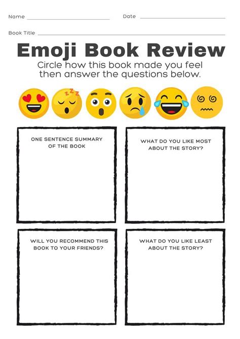 Emoji Book Review (PDF) | Guided reading books, Book review, School library displays