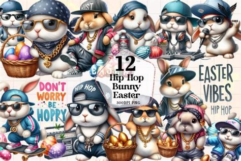 Hip Hop Bunny Easter Clipart Png Graphic By Victoryhome Creative Fabrica