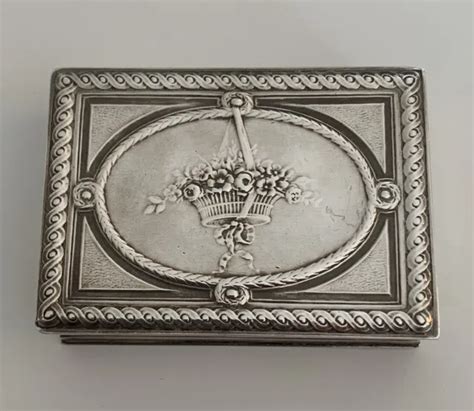 Ancienne Boite Tabatiere En Argent Massif Orfevre Henin Et Cie Silver