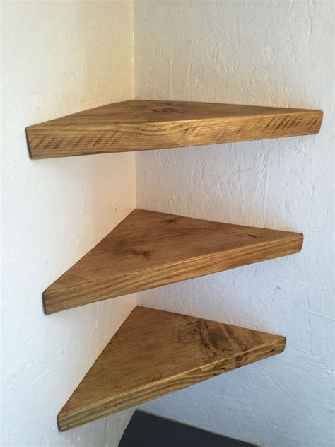 3 Set Reclaimed Scaffold Board Corner Shelves Wood Pair Shelf Etsy UK