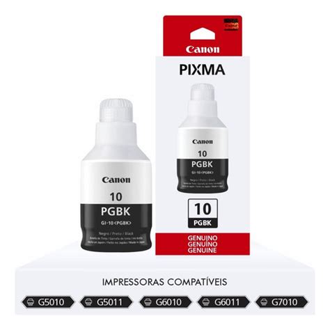 Refil De Tinta Canon Original Gi10 Gi 10 Preto G5010 G5011 Frete grátis