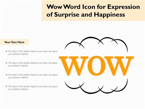 Wow Word Icon For Expression Of Surprise And Happiness Ppt Powerpoint