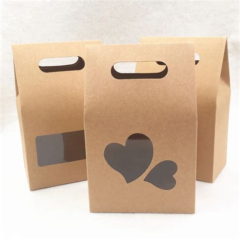 Cm Pcs Stand Up Window Brown Kraft Paper Bags Boxes Recyclable