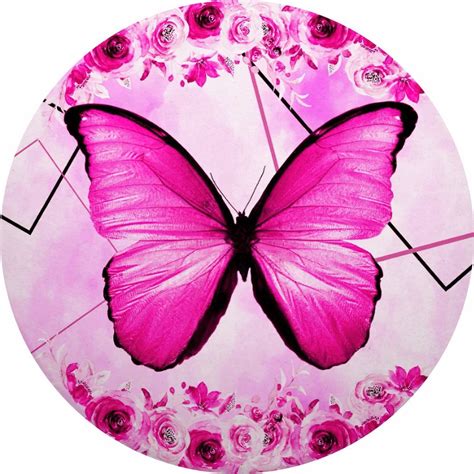 Painel Redondo Lona De Festa Flor Borboleta Rosa Shopee Brasil