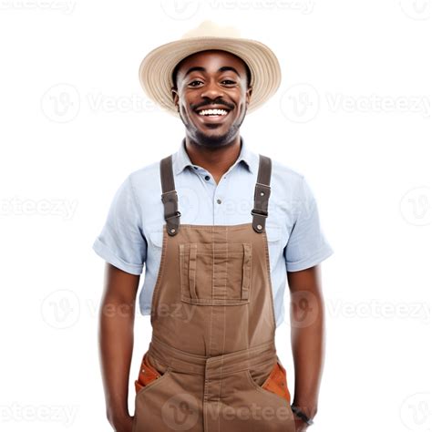 Ai Generated Cheerful Mature Afro American Farmer Man Posing And