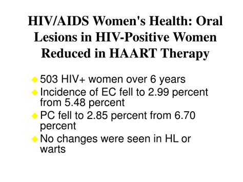 Ppt Oral Health In Women Oral Manifestations Of Hiv Infection