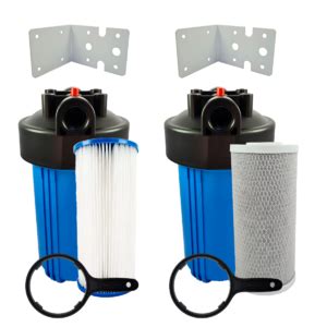 Kit 2 Filtro Água Big Blue 10 E 1 Carvão Ativado 1 Plissado Azul