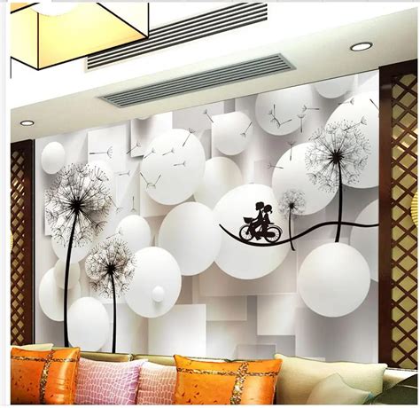 Home Decoration 3d wall murals wallpaper 3D Dandelion photo wall murals ...