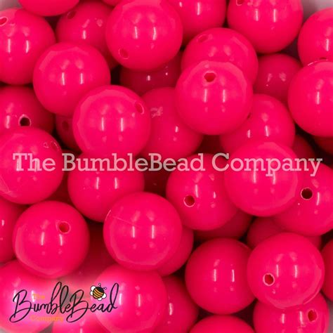 20mm Neon Pink Solid Chunky Bubblegum Beads Acrylic Gumball Etsy