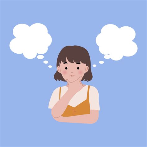 Young woman thinking between two choices 1184158 Vector Art at Vecteezy