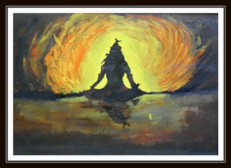 Meditating Lord Shiva 17in X 12in Border Framedartphme521712