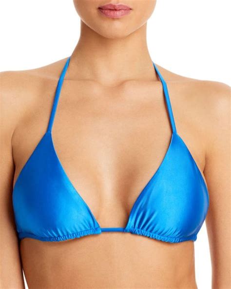 Frankie S Bikinis Tia Satin String Bikini Top In Blue Lyst