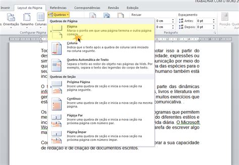 Microsoft Word Inserir Quebras De P Gina