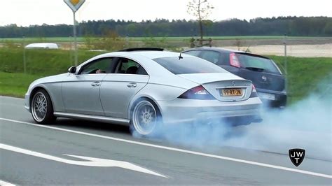 Mercedes Benz Cls Amg Burnout Drag Racing Loud Exhaust Sounds