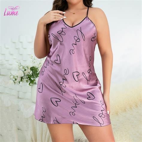 Plus Size 1x 5xl Women Pajamas Sexy Lingerie Set Silk Satin Sleepwear