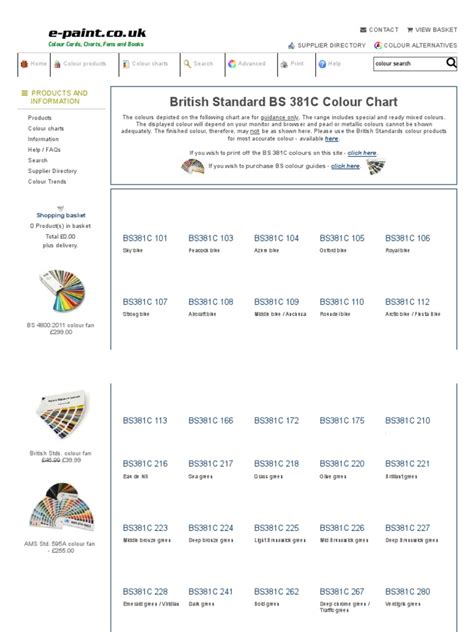 British Standard Bs381c Colour Chart For Paints Pdf Artistic