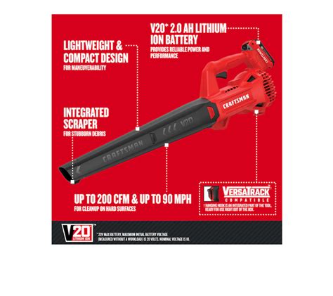 CRAFTSMAN CMCBL710D1 20-volt Max 200-CFM 90-MPH Handheld Cordless ...