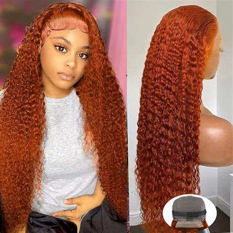 Amazon Ginger Orange Lace Front Wigs Human Hair X Deep Wave