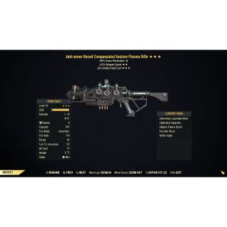 PC Anti Armor Enclave Plasma Rifle 25 Weapon Speed 25 Less VATS