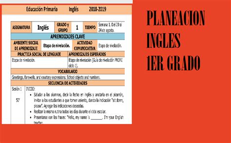 Planeacion Ingles Segundo Grado Secundaria Reverasite