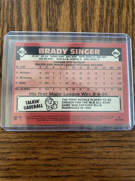 2021 Topps Chrome Brady Singer 86BC 25 1986 Refractor Kansas City