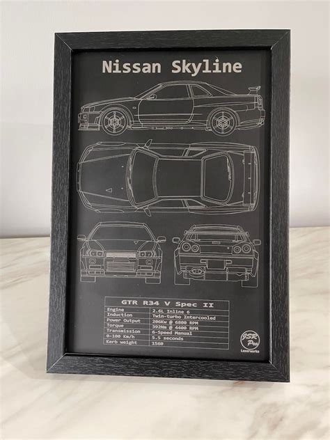 Nissan Skyline R34 GT R Blueprint Wall Art Etsy Australia