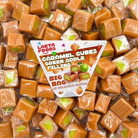 Caramel Cubes Candy Green Apple Filling Individually