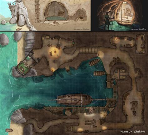 Pirate Hideout Sea Cave [47x43][oc][battlemap][cave][coast] Fantasymaps