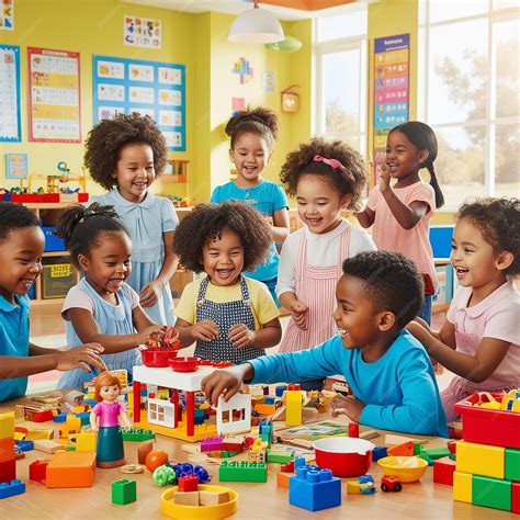 Jardim De Infancia Vi Comar - Crianças felizes brincando na sala de jogos do jardim de infância ...