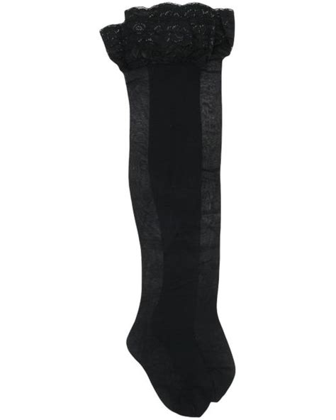 Versace Floral Lace Thigh High Stockings In Black Lyst