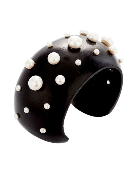 M C L By Matthew Campbell Laurenza Wood Multi Pearl Cuff Bracelet