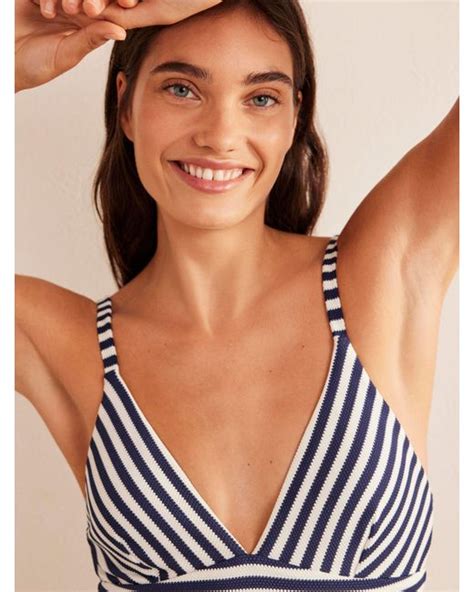 Boden Arezzo Stripe V Neck Swimsuit In Blue Lyst Uk