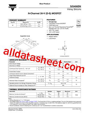 SIS406DN T1 GE3 Datasheet PDF Vishay Siliconix