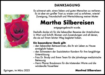 Traueranzeigen von Martha Silbereisen Schwarzwälder Bote Trauer