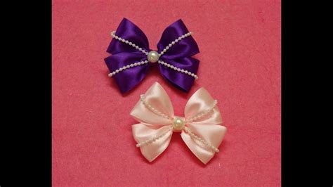 Diy Ribbon Hair Bows With Pearls Hair Bow Tutorial How To Make Youtube