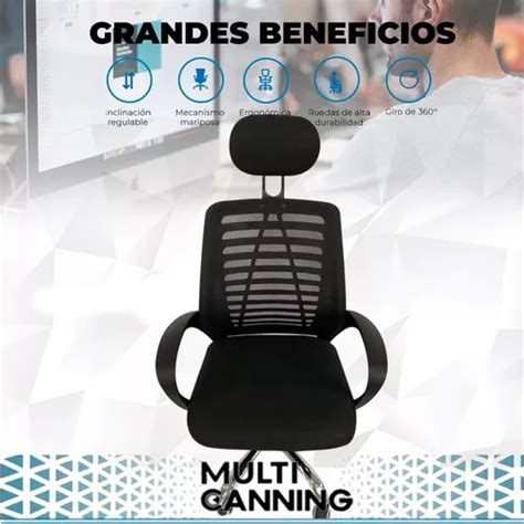 Silla Escritorio Ergonomica Oficina Pc Sillon Negro Mesh En Venta En