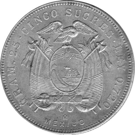 Ecuador 5 Sucres 1943 Antonio José de Sucre Silber KM 79 30 00